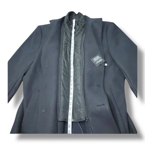 NWT Kenneth Cole Awearness Long Coat Navy Removable Bib Single Breast Men’s XL - Picture 11 of 14